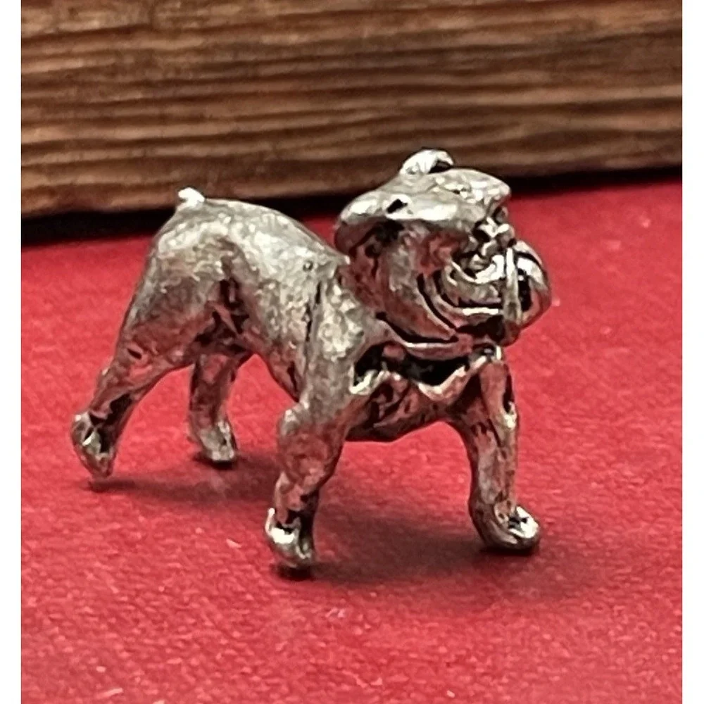 Set of 10 Mini Bulldog Cast Metal Figurine Decor Dog Figure